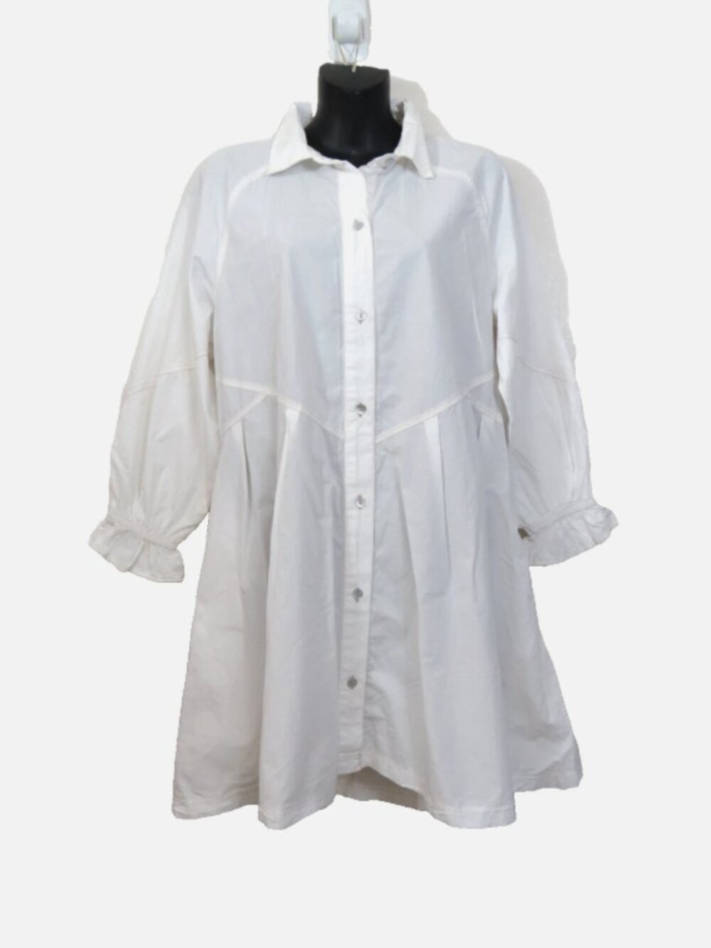 Free People size Small Hannah Poplin Dress White Shirt Dress Long Sleeve NEW